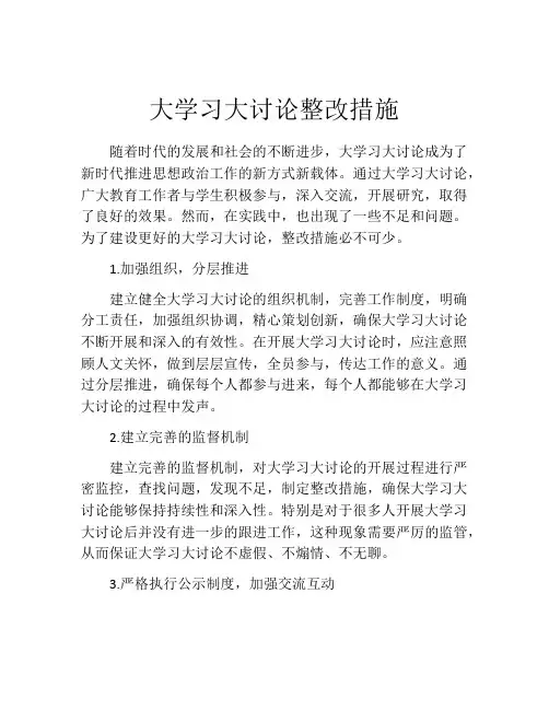 大学习大讨论整改措施