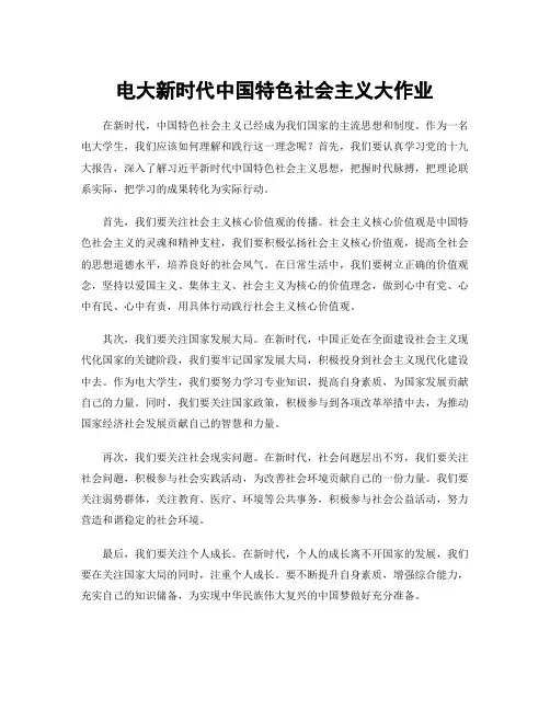 电大新时代中国特色社会主义大作业