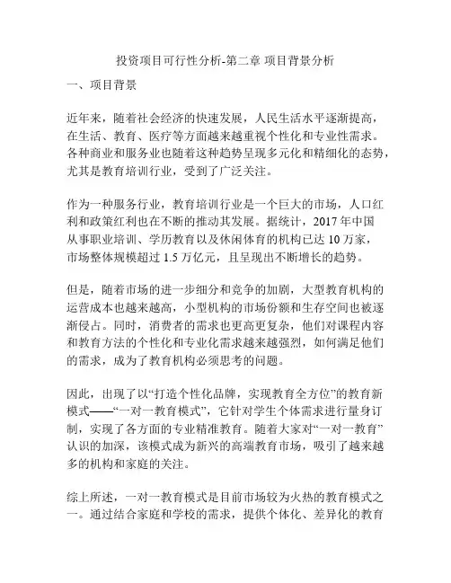 投资项目可行性分析-第二章 项目背景分析