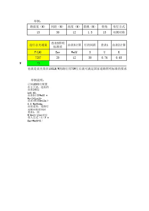 路灯照度配置计算