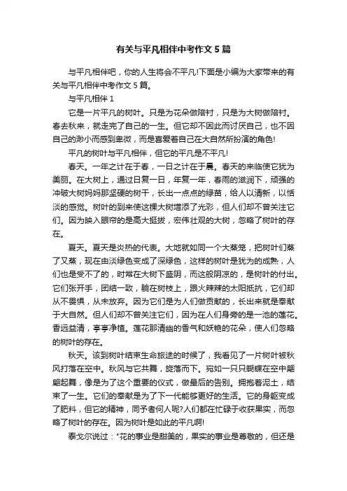 有关与平凡相伴中考作文5篇