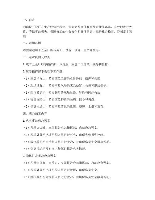 五金厂_应急预案