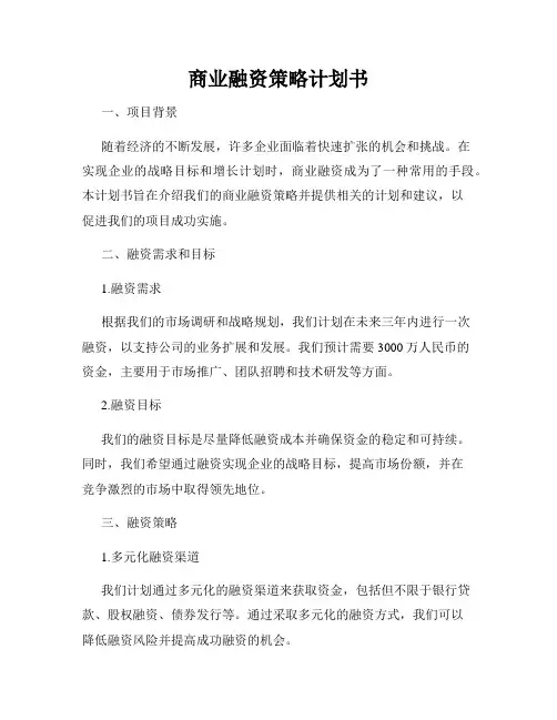 商业融资策略计划书