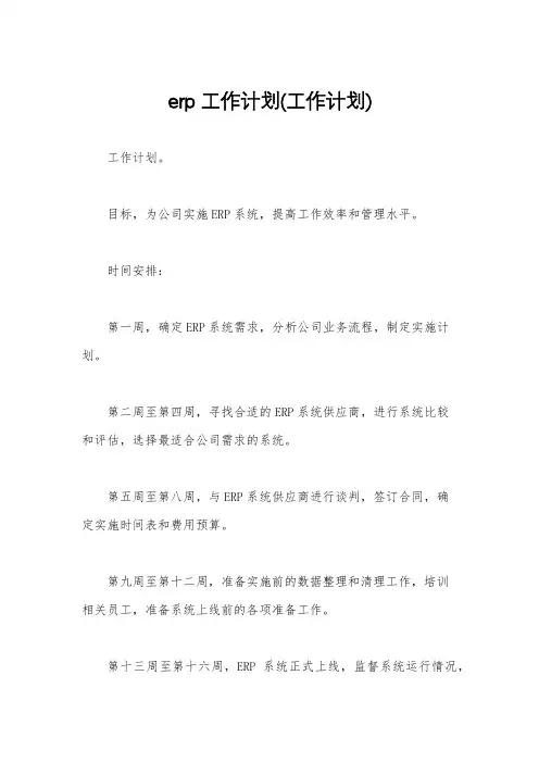 erp工作计划(工作计划)
