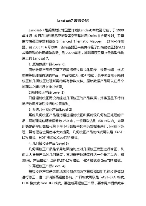 landsat7波段介绍