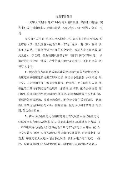 突发事件处理措施