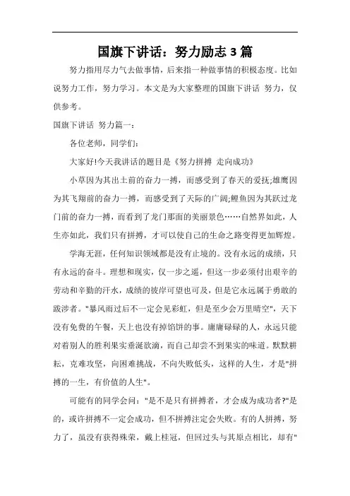  国旗下讲话：努力励志3篇