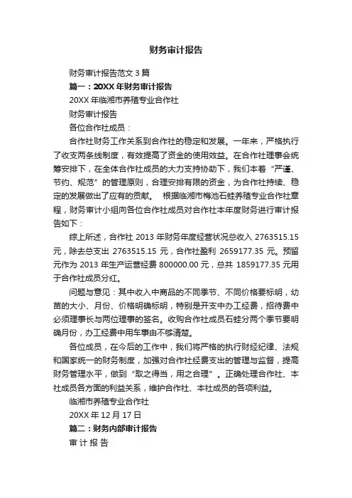 财务审计报告范文3篇