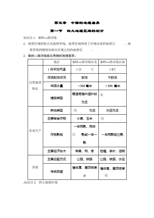 湘教 八下 地理 第五章 第一节 四大地理区域的划分 重难点背本