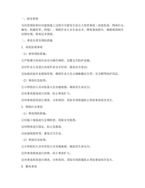 五大伤害事故应急预案包括