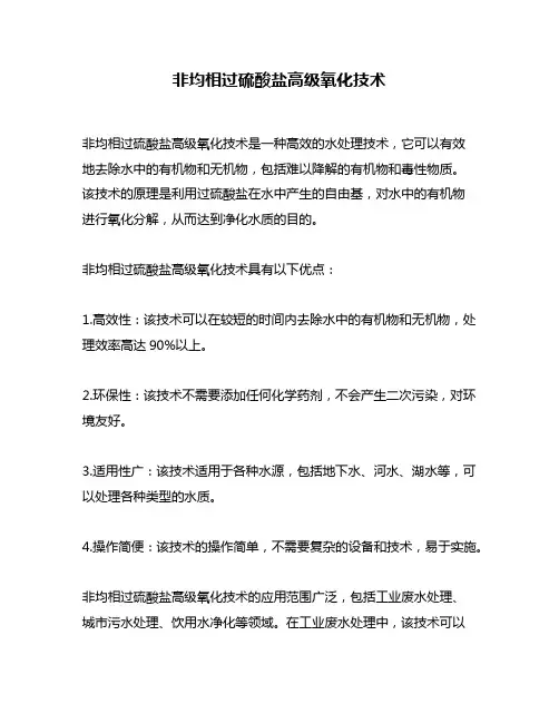 非均相过硫酸盐高级氧化技术