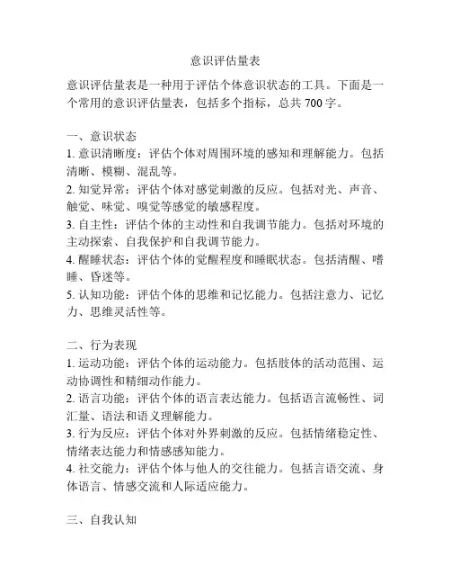 意识评估量表