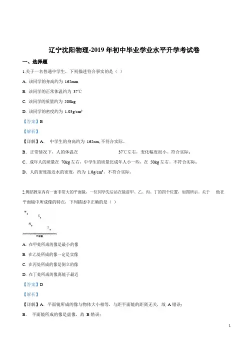 2021年辽宁省沈阳市中考物理试题(解析版)