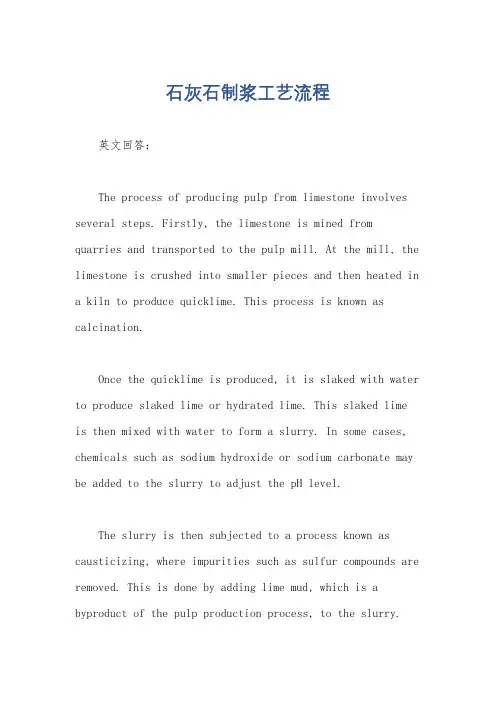 石灰石制浆工艺流程