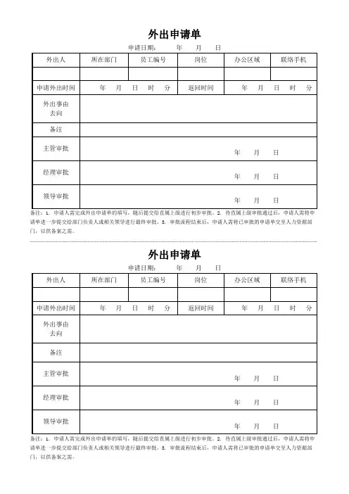 出门外出申请单文档(可修改) 