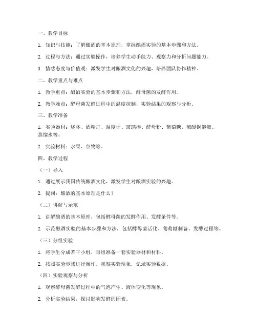 酿酒实验技术教案模板范文