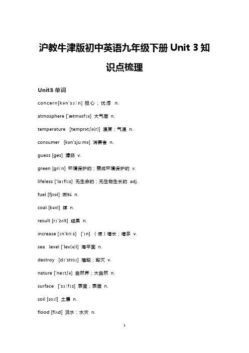 沪教牛津版初中英语九年级下册Unit 3知识点梳理