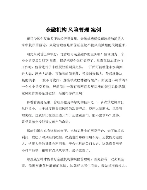 金融机构 风险管理 案例