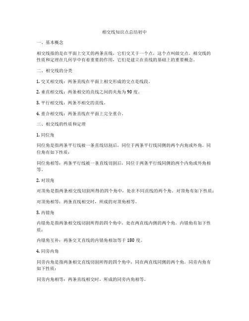 相交线知识点总结初中