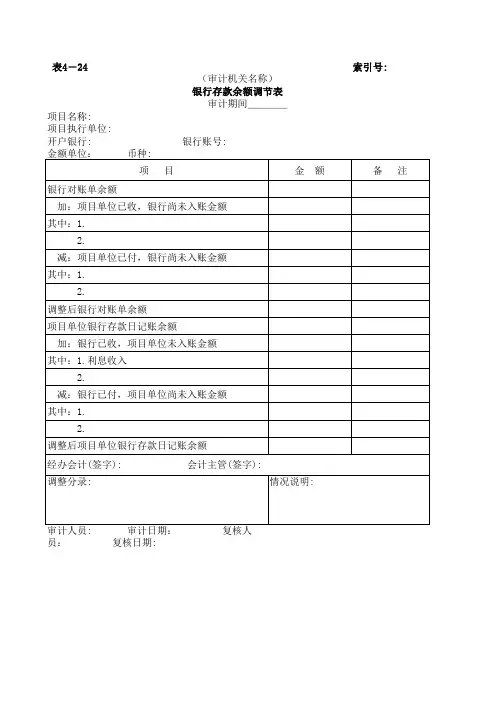 银行存款余额调节表