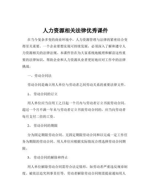 人力资源相关法律优秀课件