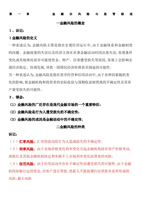 金融风险控制与管理自考复习