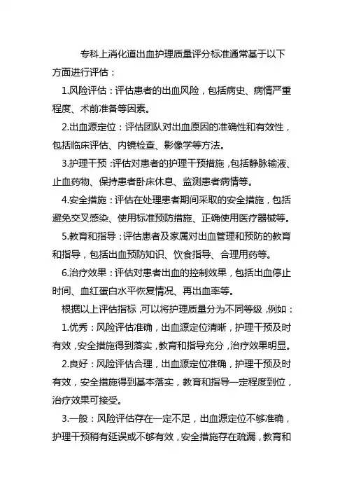 专科上消化道出血护理质量评分标