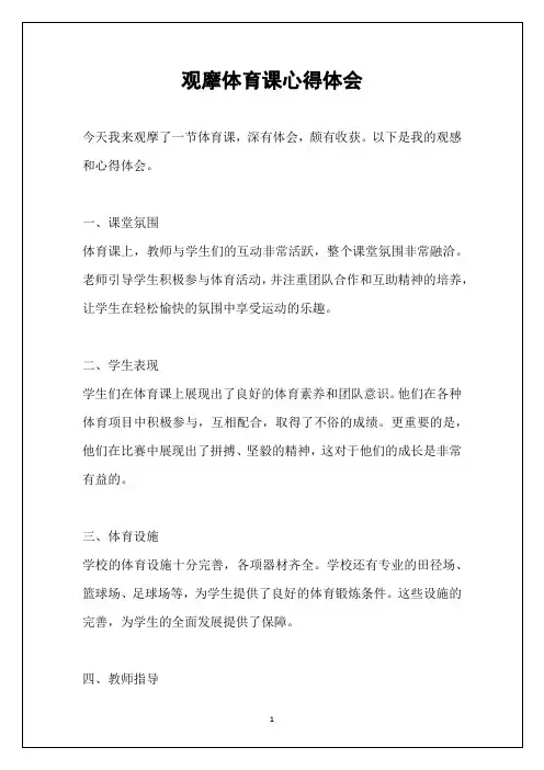 观摩体育课心得体会