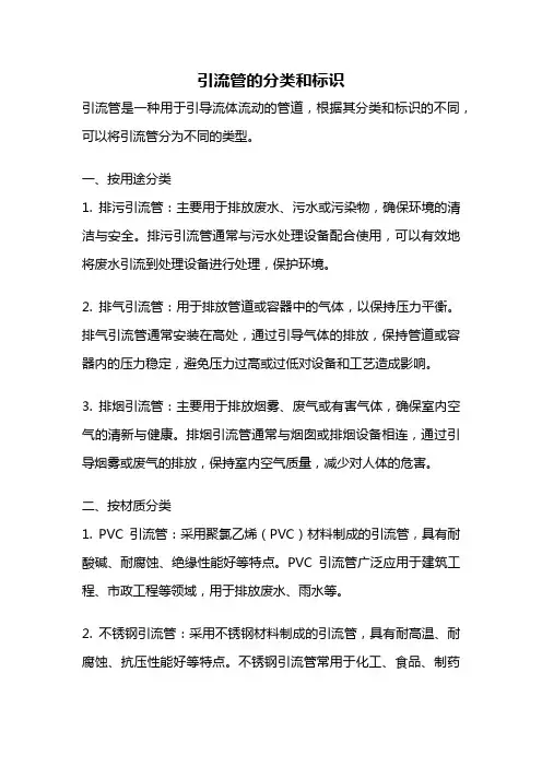 引流管的分类和标识