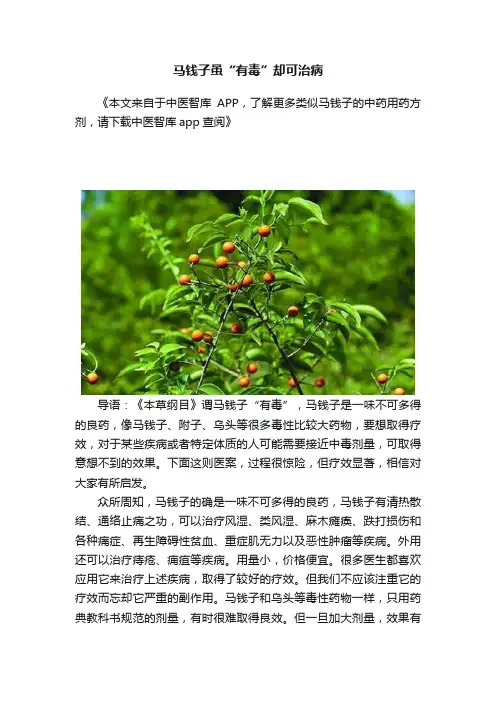 马钱子虽“有毒”却可治病