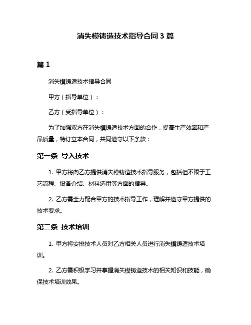 消失模铸造技术指导合同3篇
