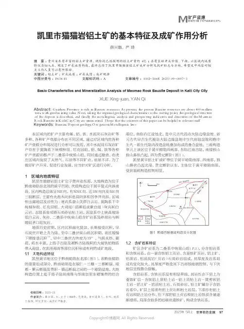 凯里市猫猫岩铝土矿的基本特征及成矿作用分析