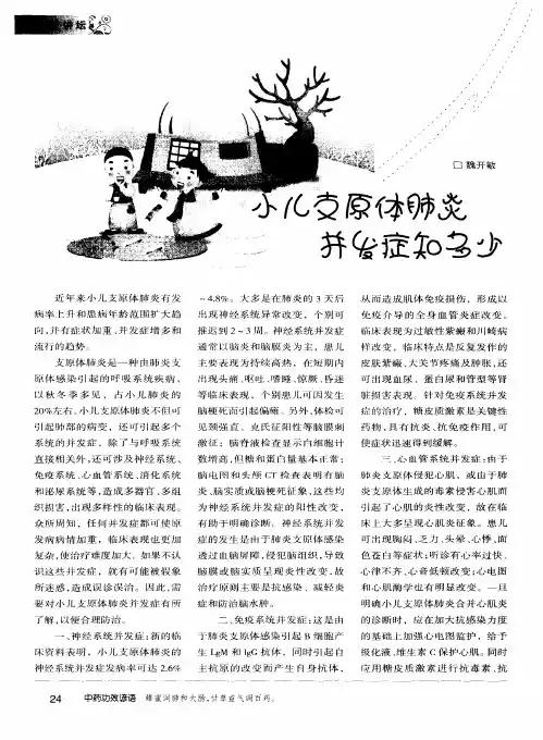 小儿支原体肺炎并发症知多少