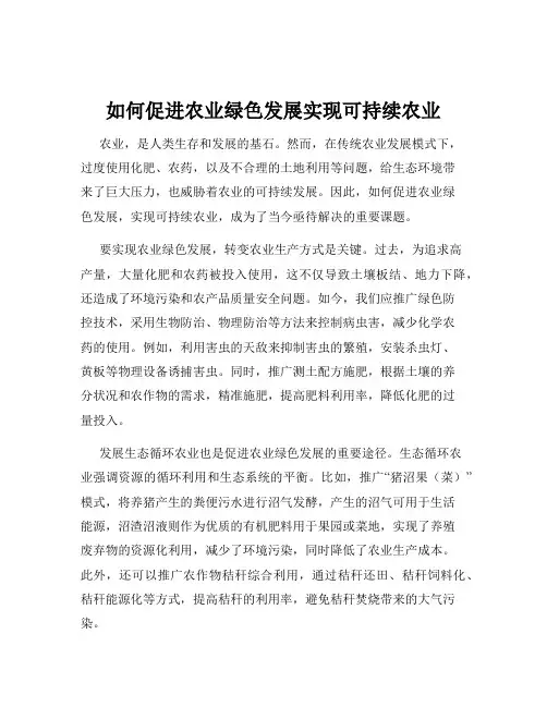 如何促进农业绿色发展实现可持续农业