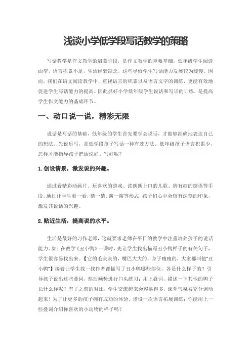 浅谈小学低学段写话教学的策略