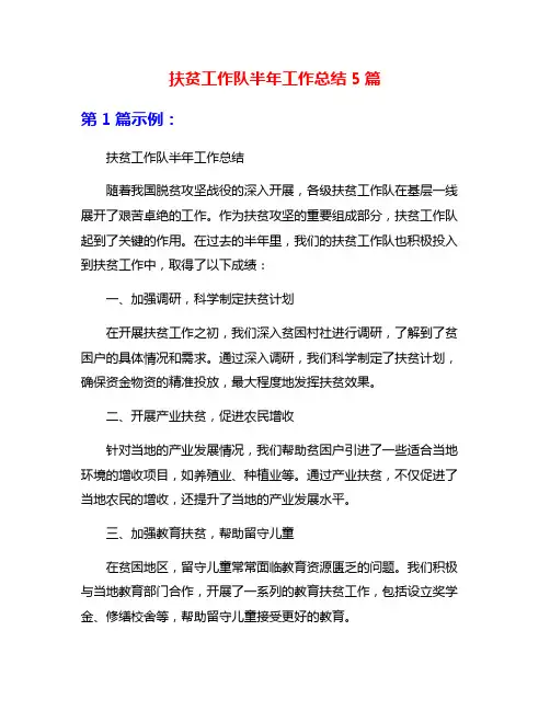 扶贫工作队半年工作总结5篇
