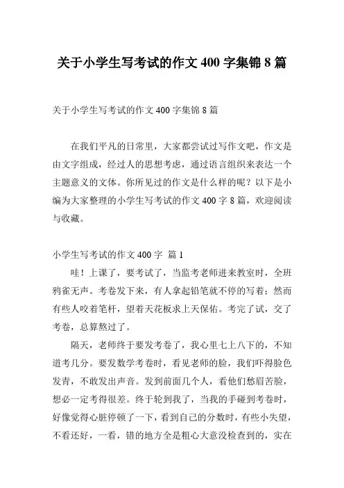 关于小学生写考试的作文400字集锦8篇