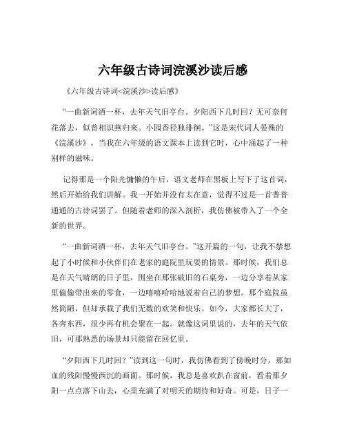 六年级古诗词浣溪沙读后感