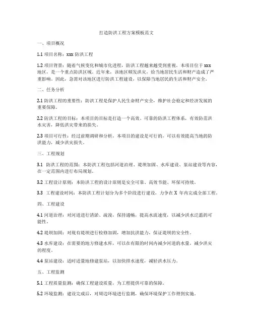 打造防洪工程方案模板范文