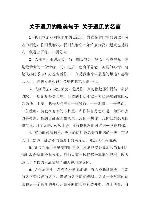 关于遇见的唯美句子 关于遇见的名言