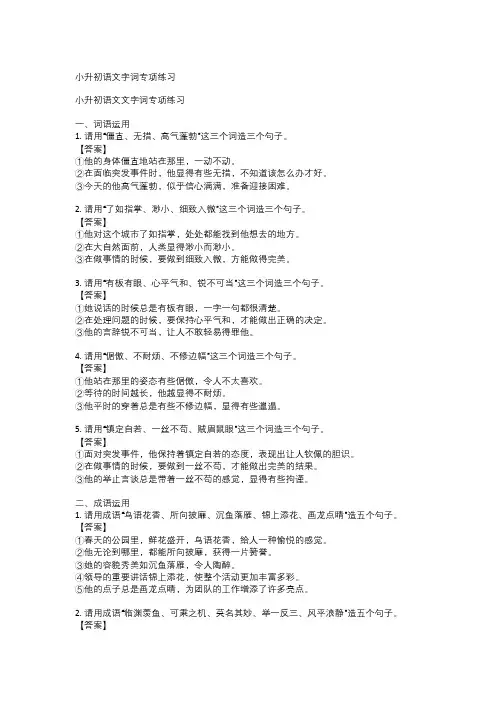  小升初语文字词专项练习