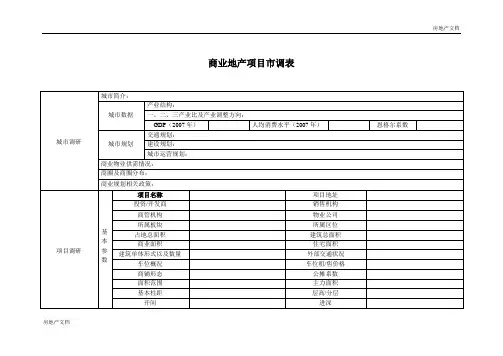 市场调研-表格模板-商业地产项目市调表