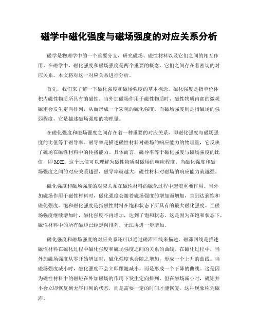 磁学中磁化强度与磁场强度的对应关系分析