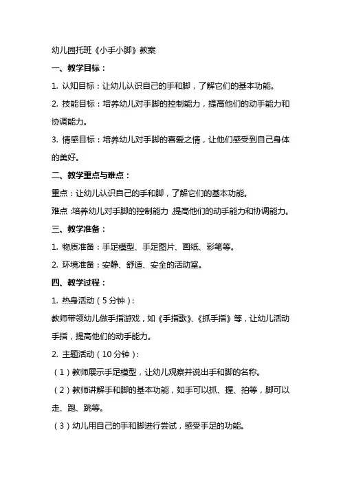 幼儿园托班《小手小脚》教案