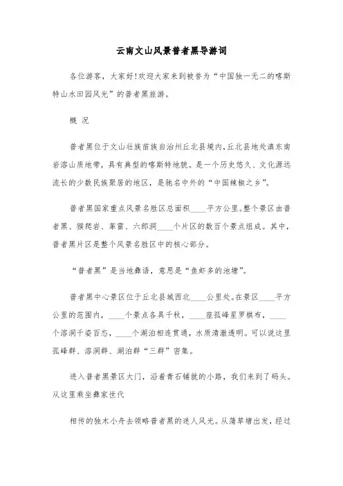 云南文山风景普者黑导游词（2篇）