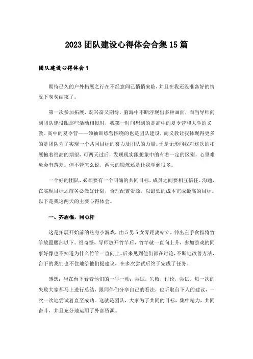 2023团队建设心得体会合集15篇