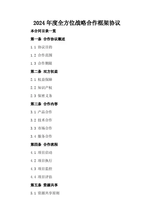 2024年度全方位战略合作框架协议