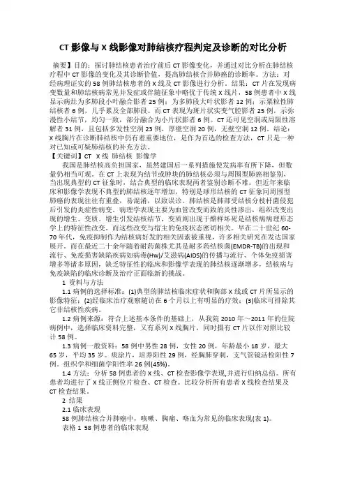 CT影像与X线影像对肺结核疗程判定及诊断的对比分析