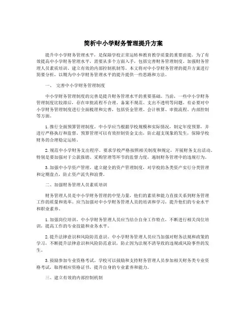 简析中小学财务管理提升方案