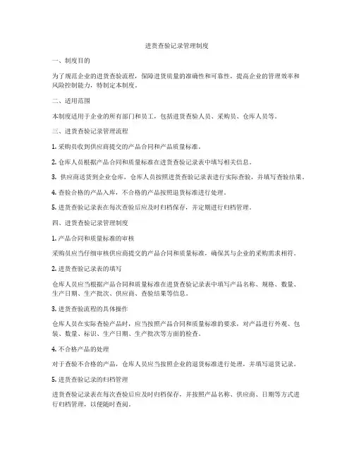 进货查验记录管理制度